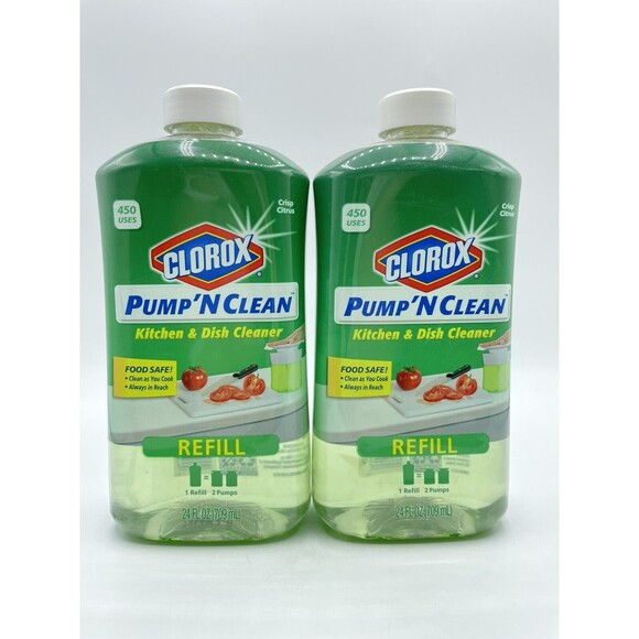 2 Clorox Pump 'N Clean Refill Kitchen Dish Cleaner Crisp Citrus 24 oz Rare Bs274 - Picture 1 of 16